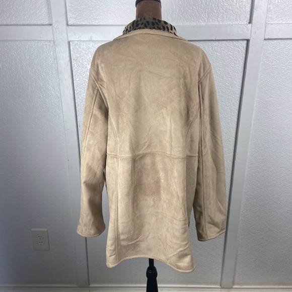 Donna Salyers Fabulous-Furs Leopard Lined Faux Suede Coat Women’s XL Y2K Glam - Picture 5 of 10